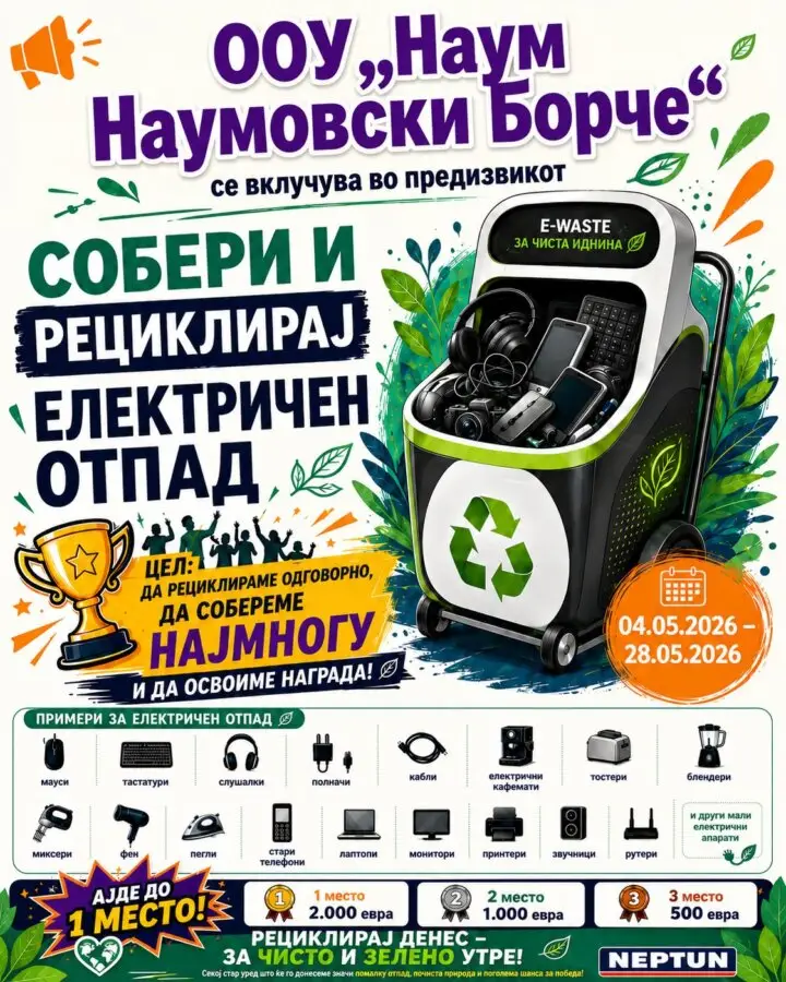 Собери и рециклирај електричен отпад 11 05 2026